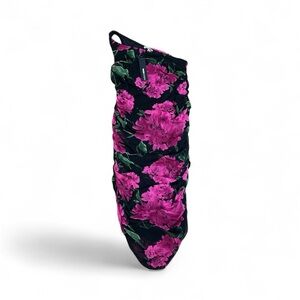 Fashion Nova One Shoulder Dress in Black and Pink Floral